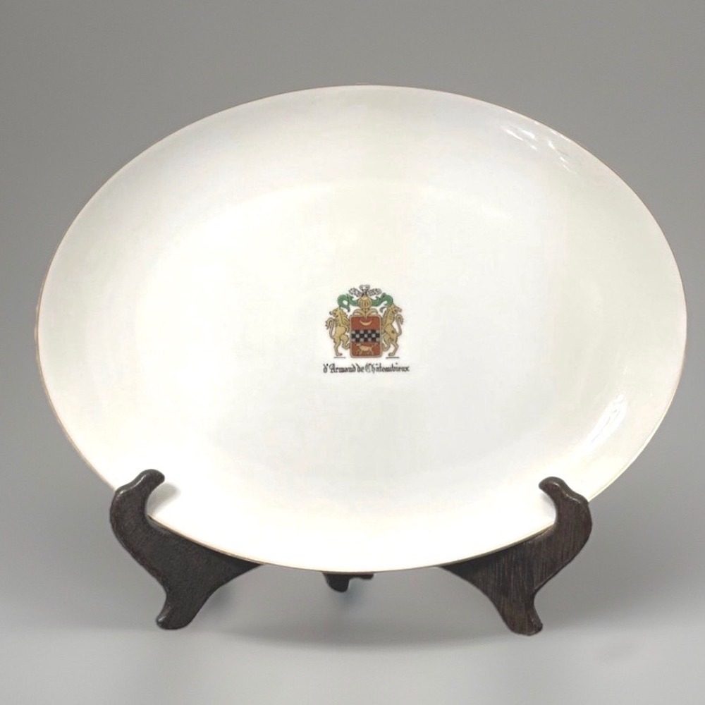 Fukagawa Arita Platter China White Gold Trim d'Armand Family Coat Of Arms